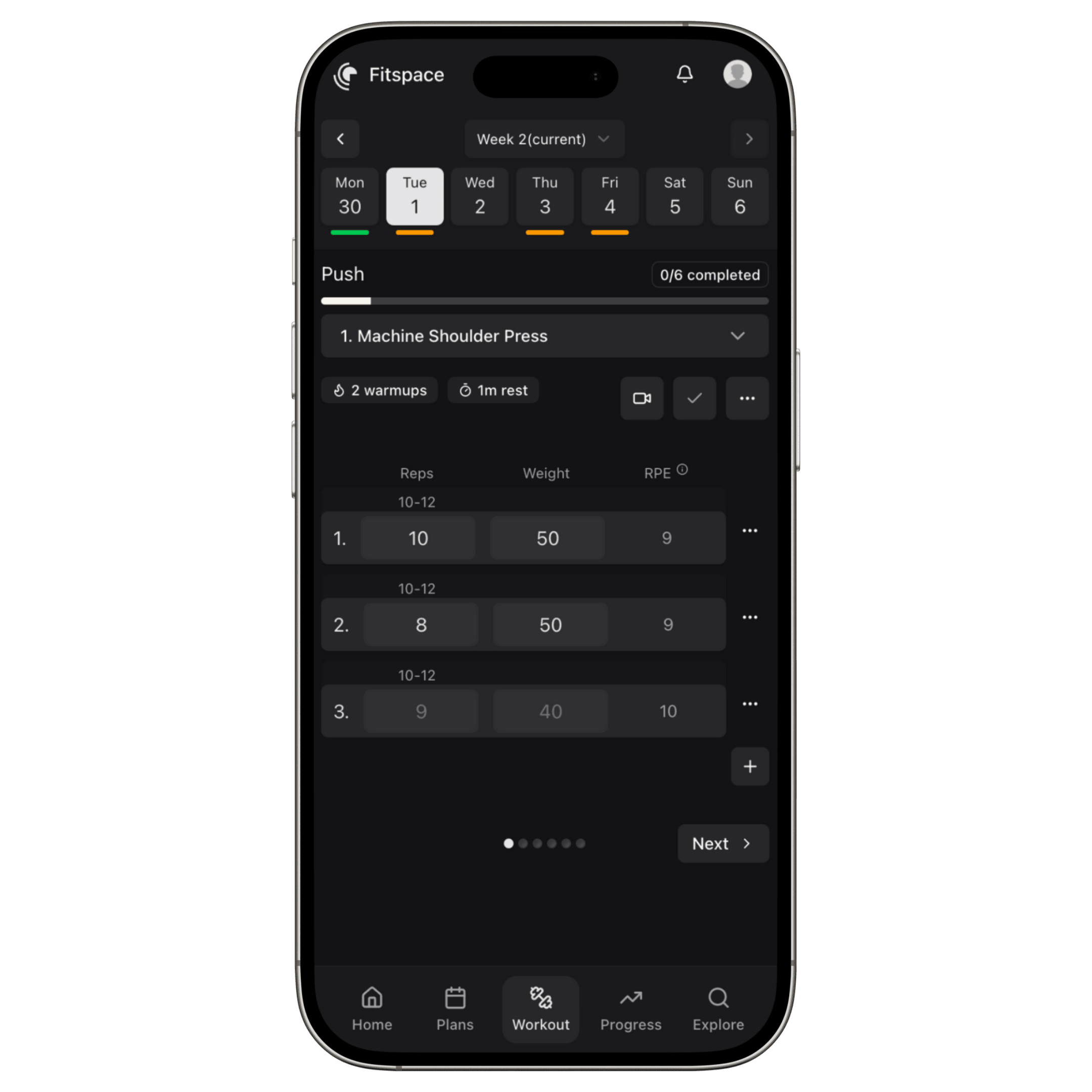 Fitspace Mobile App Front View